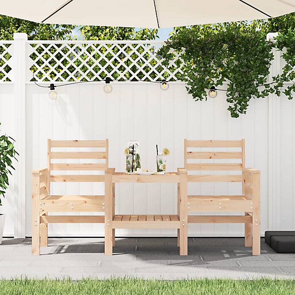 Banc de jardin avec table 2 places bois de pin massif vidaXL