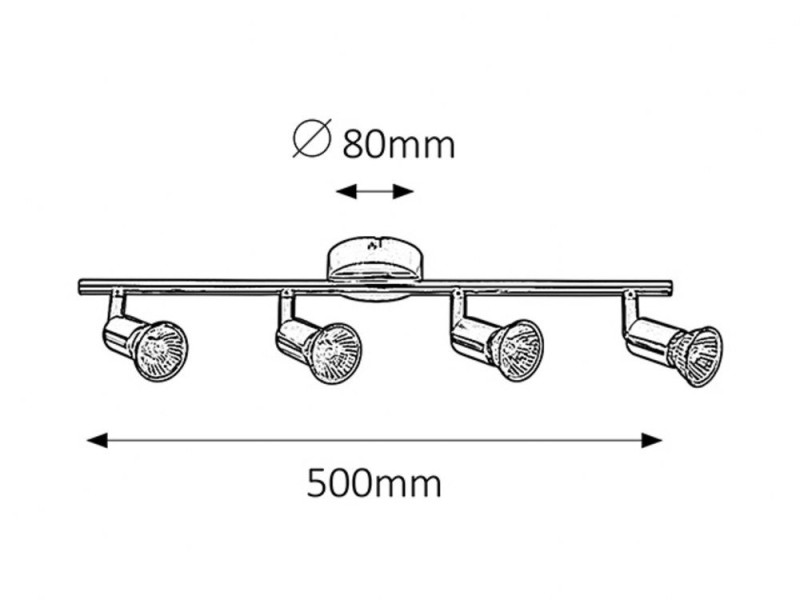 Spot listwa chromowany Norton 4xGU10x10W wym:13x50x8cm IP20 Rabalux