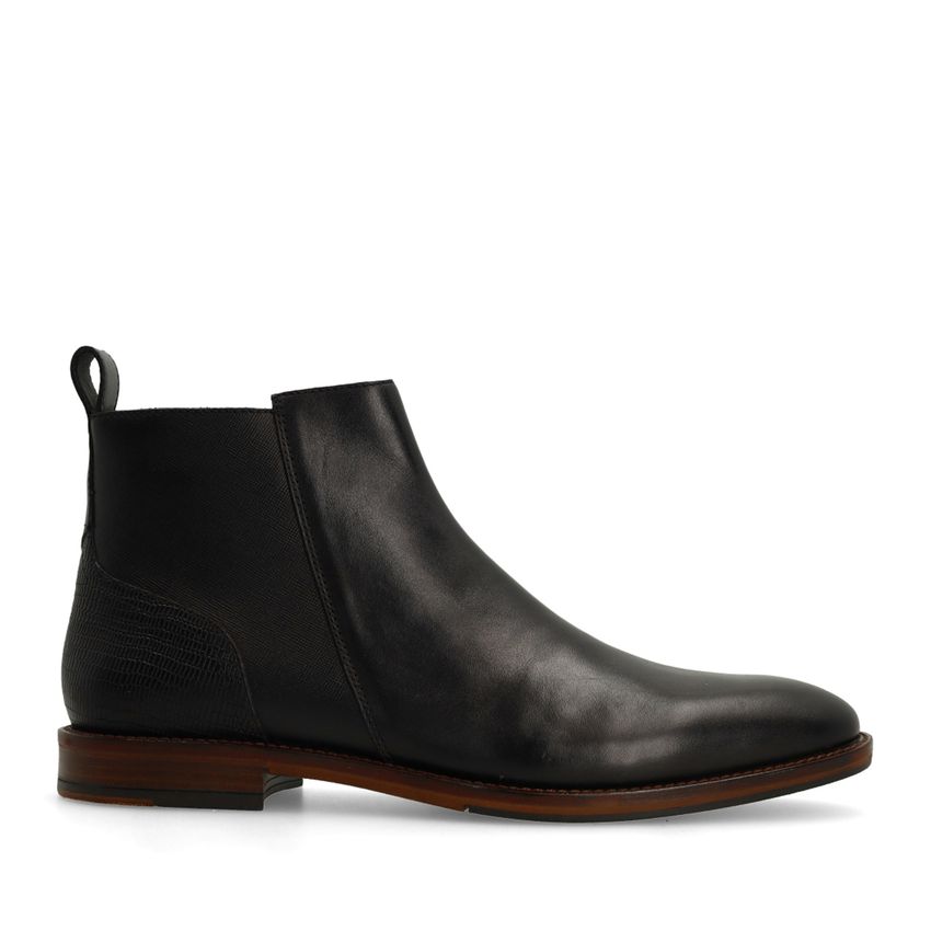 Manfield Zwarte leren Chelsea boots