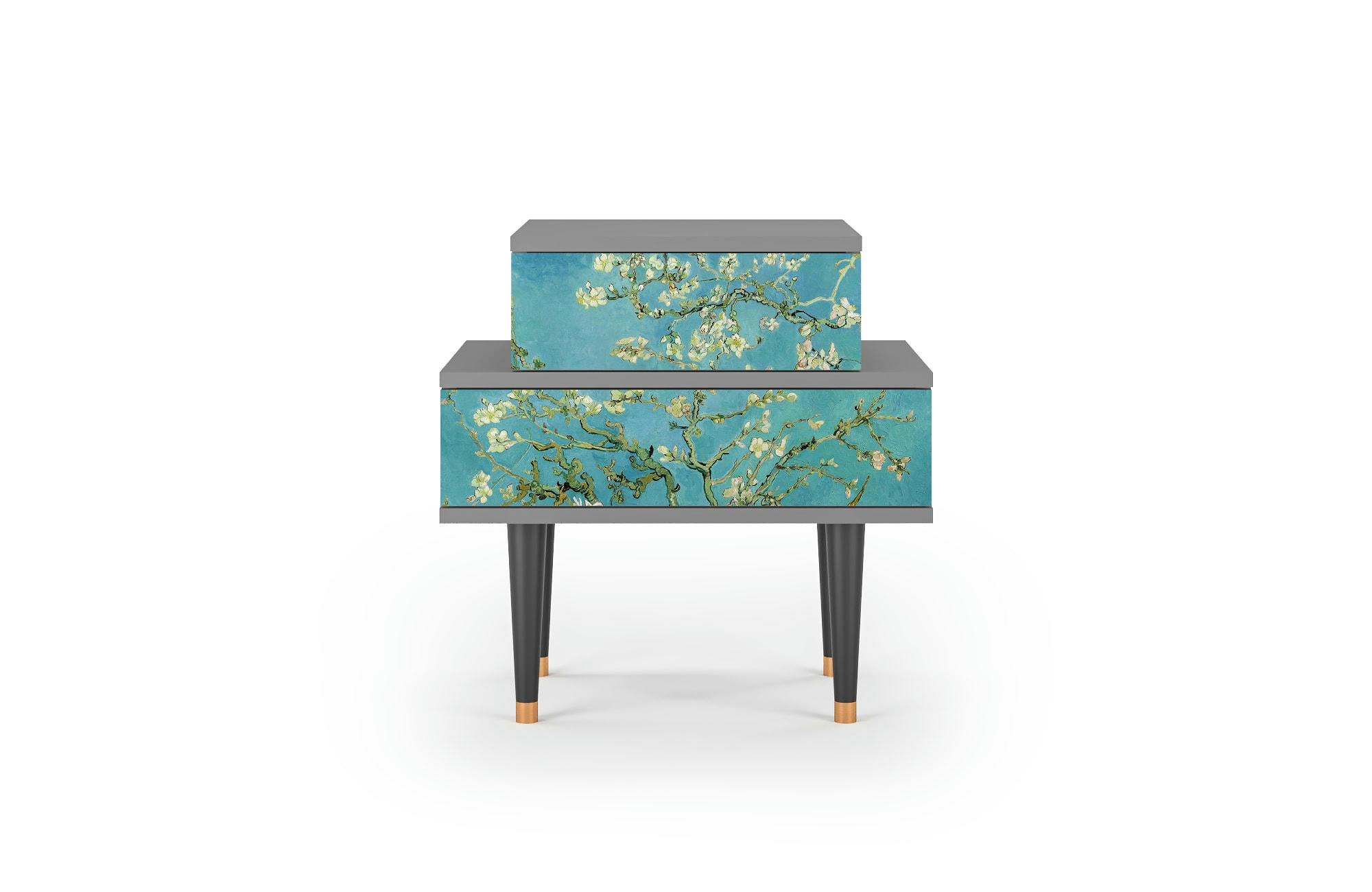 ALMOND BLOSSOM BY VAN GOGH - Table de chevet bleu 2 tiroirs L 58 cm