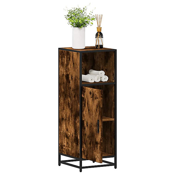 Armoire de bain chêne fumé 35x37,5x100cm bois d'ingénierie vidaXL