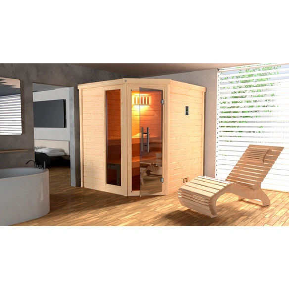 Massivholzsauna »TURKU 1«, 6 Personen, inkl. 9 kW Ofen mit integrierter Steuerung