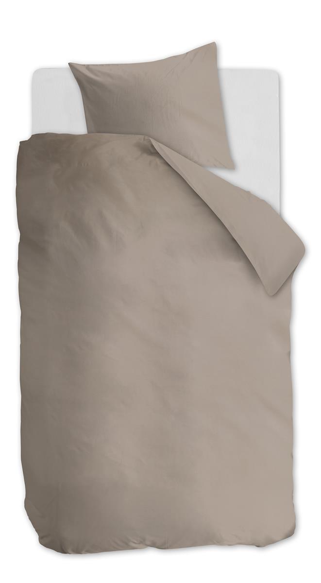Ambiante Cotton Uni dekbedovertrek - Effen - Eenpersoons - 140x200/220 - Taupe