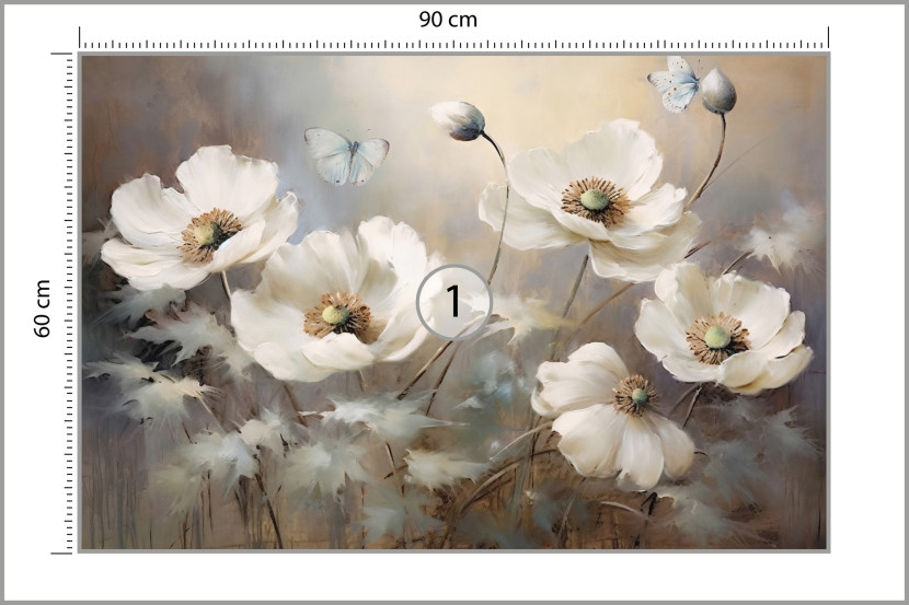 Fototapeta Do Salonu Abstrakcyjne Białe Maki 90x60cm