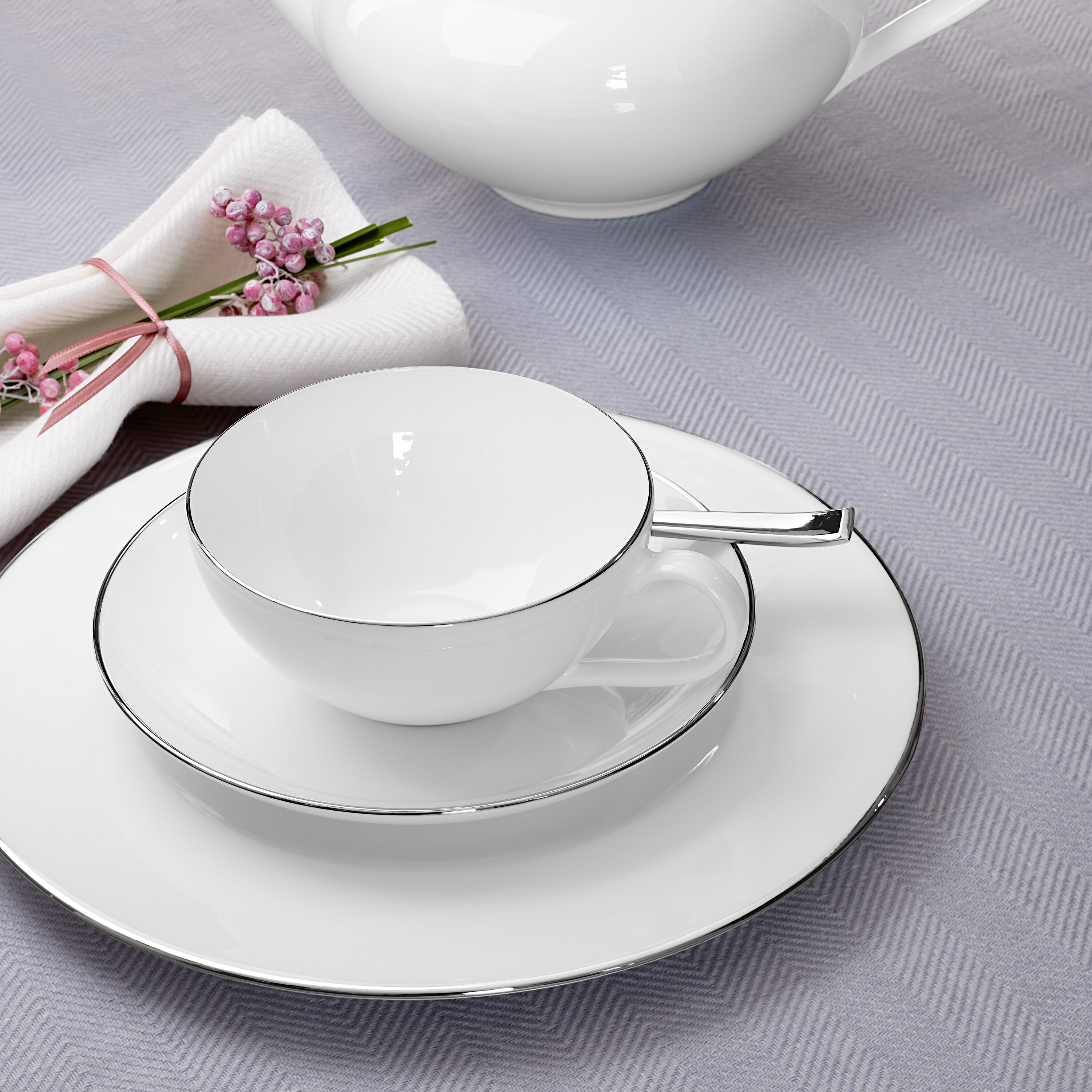 Anmut Dinnerware set - White, Premium Bone Porcelain