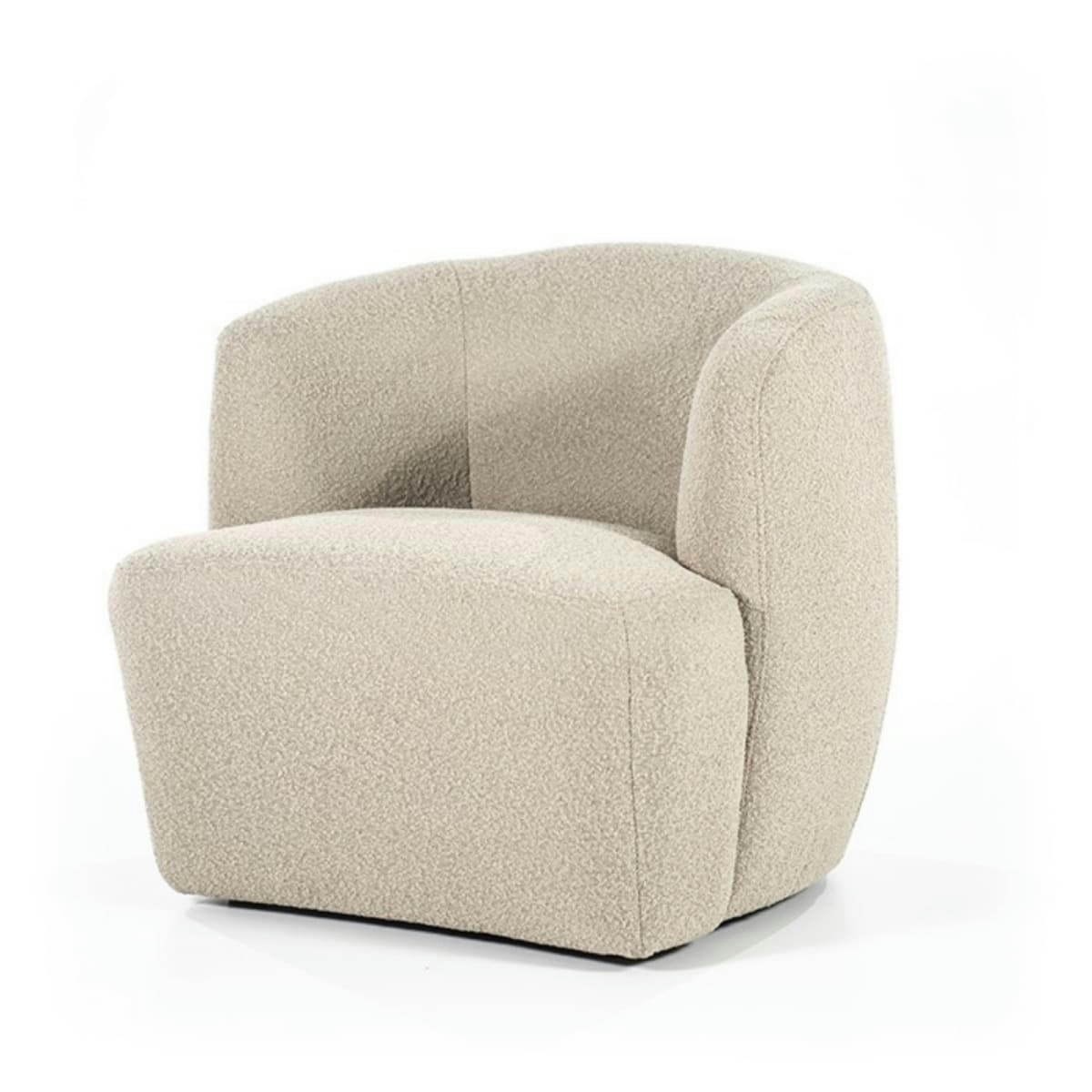 IKOT - Fauteuil rond avec accoudoirs en tissu beige