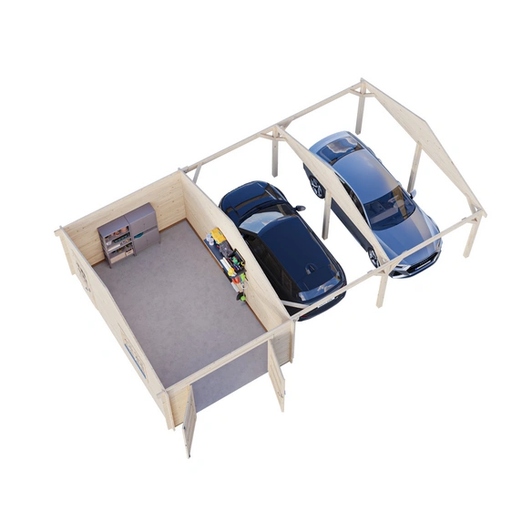 Garage »Roger«, Aufstellmaße BxTxH: 1006 x 619 x 316 cm, Blockbohlensystem, Holz