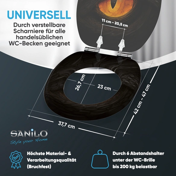 WC-Sitz »Black Eye«, WC Sitz mit Absenkautomatik Black Eye, Schwarz, Oval