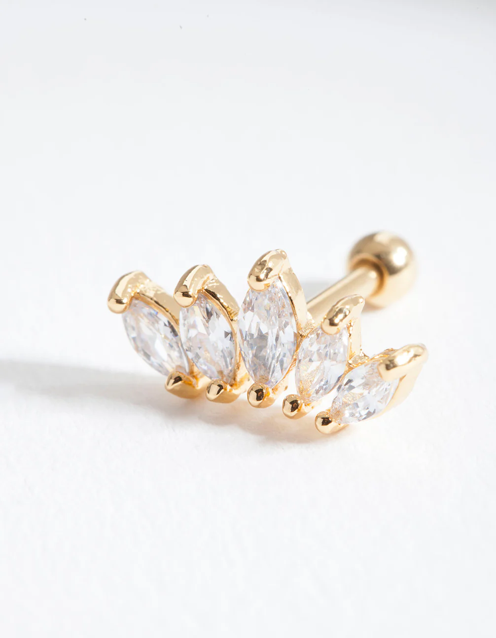 Gold Surgical Steel Graduated Marquise Stone Barbell Earrings