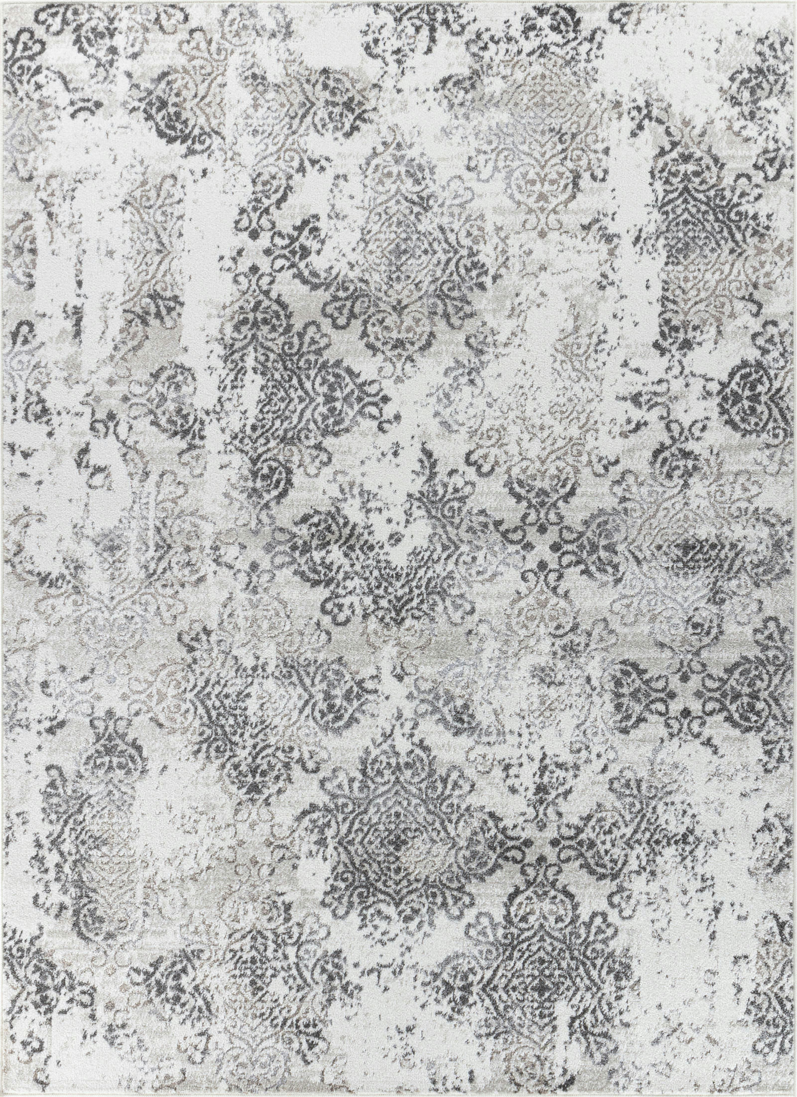 HARU - Tapis de Couloir Vintage Oriental Blanc/Gris 80x150
