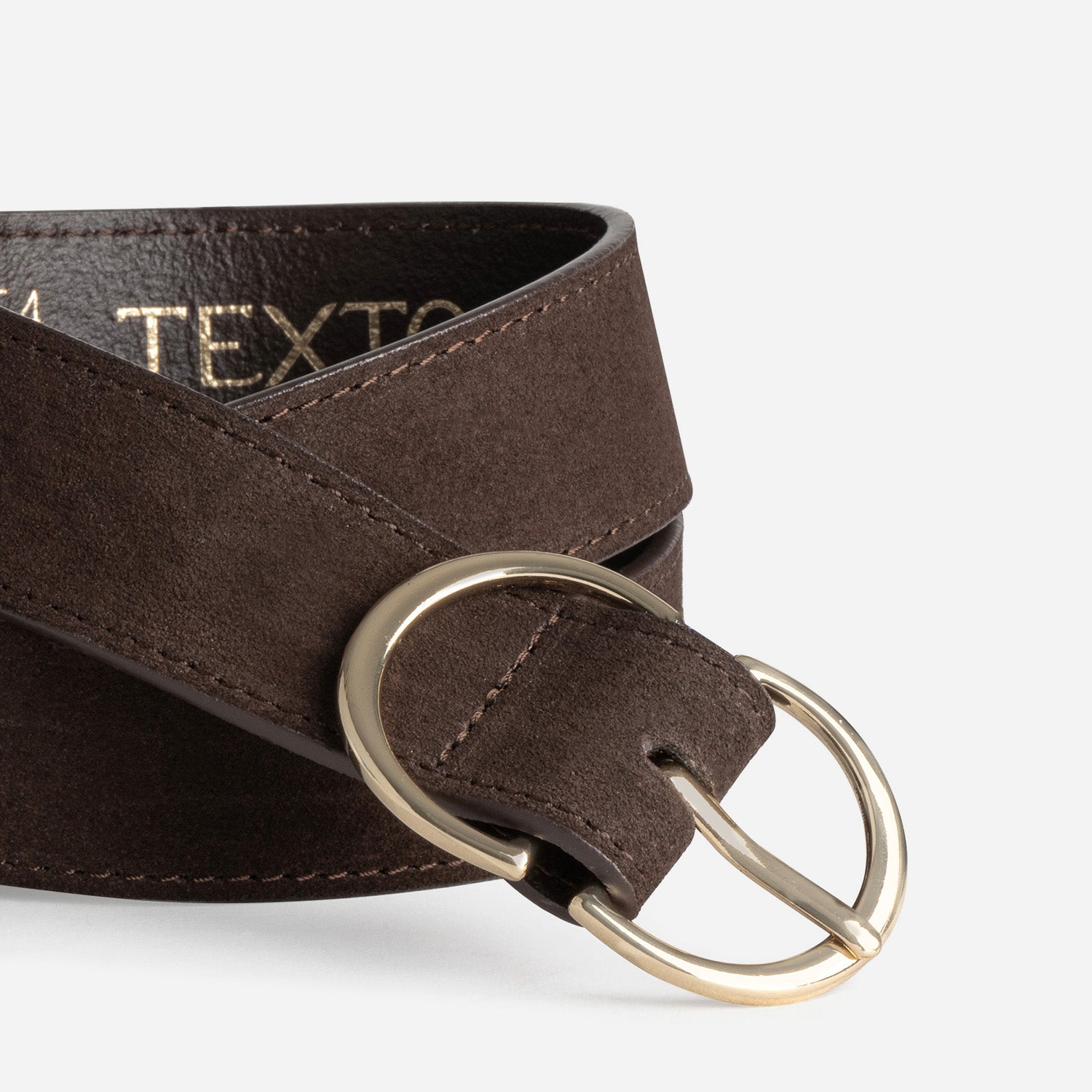 Ceinture TEXTO marron cuir velours