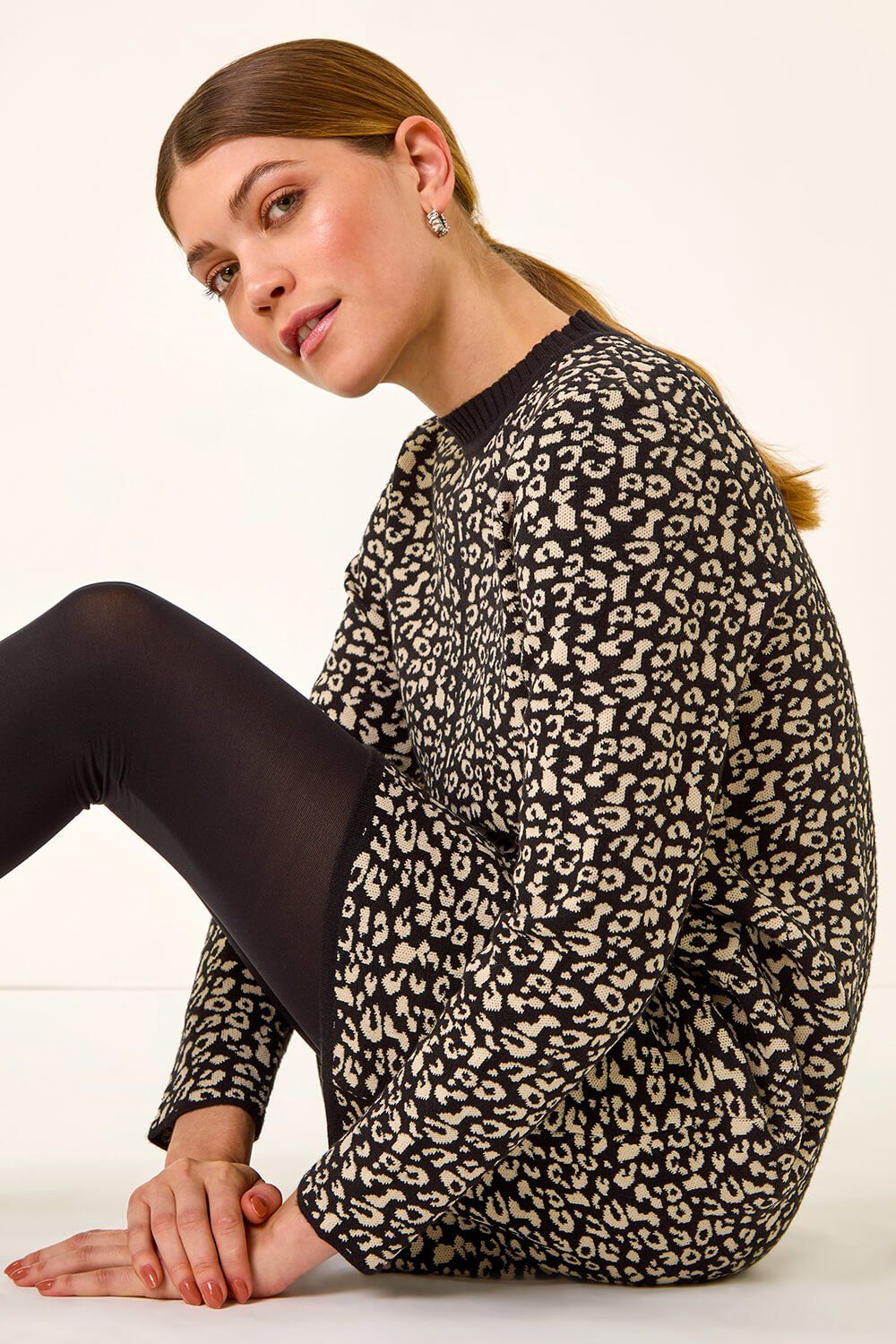 Roman Animal Print Knitted Shift Dress