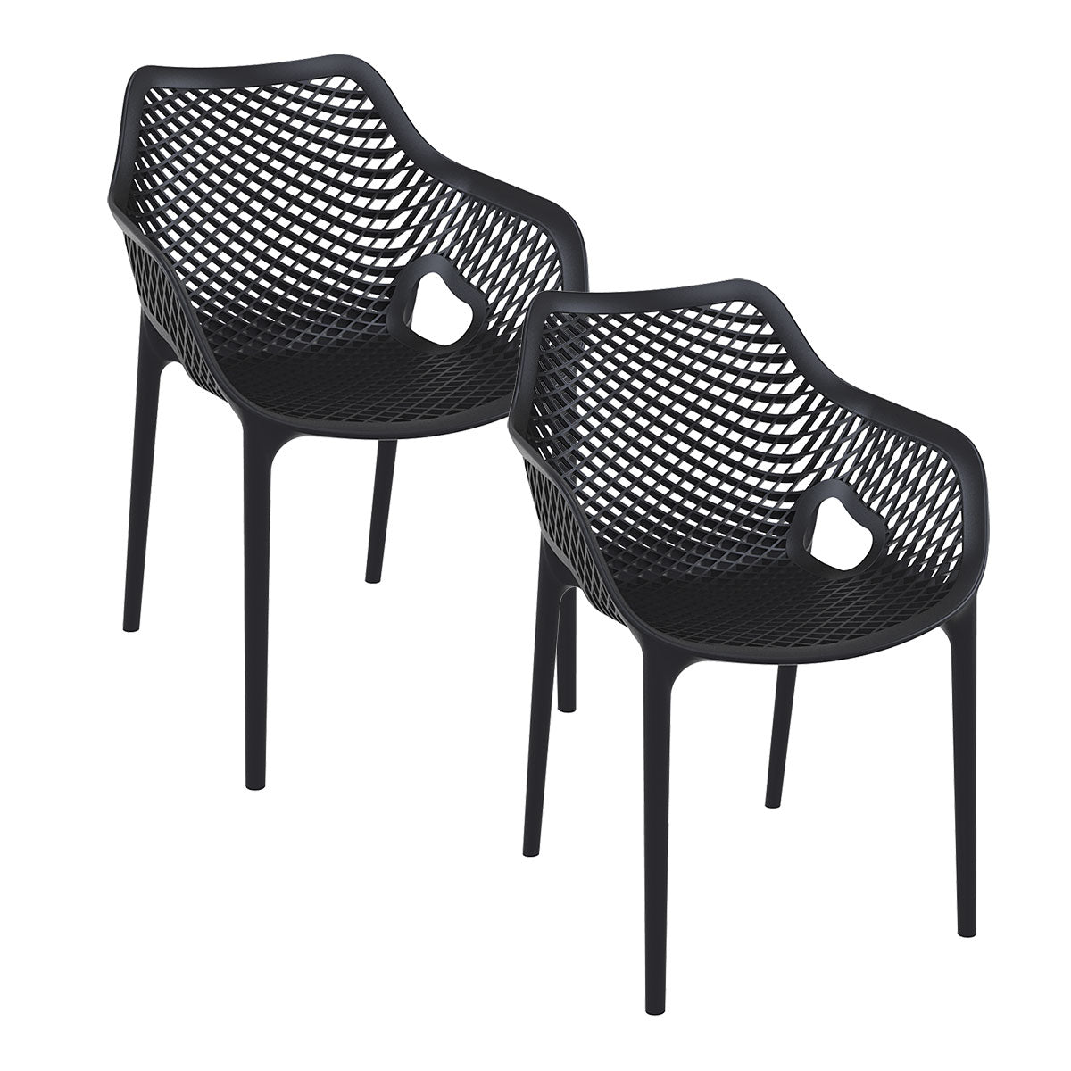 Garden Impressions tuinstoel Air XL design zwart - 2 stuks