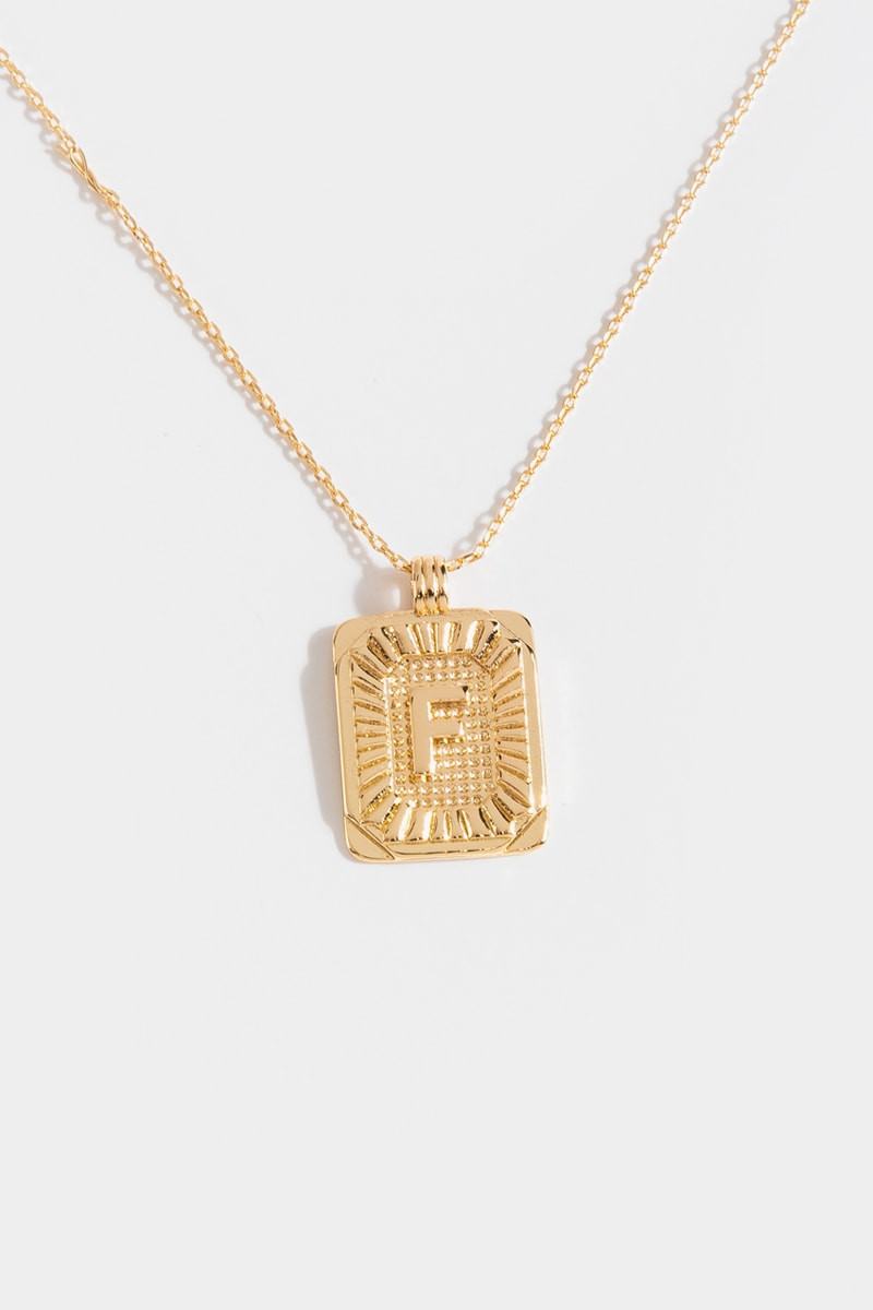Initial ID Tag Pendant Necklace