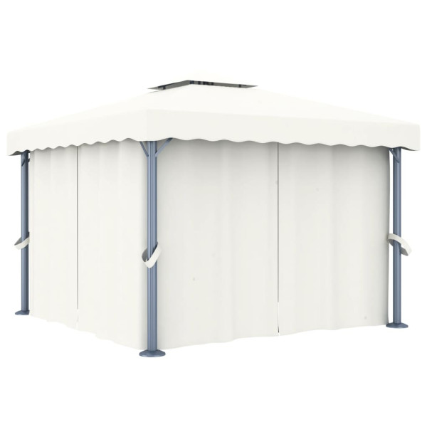 Altana Ogrodowa z Zasłonami Pergola Namiot Ogrodowy Kremowy 3 x 3 m