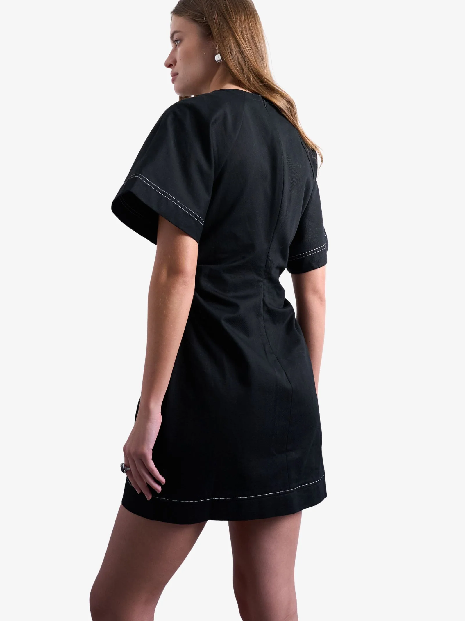 Heavy Twill Contrast Stitch Mini Dress