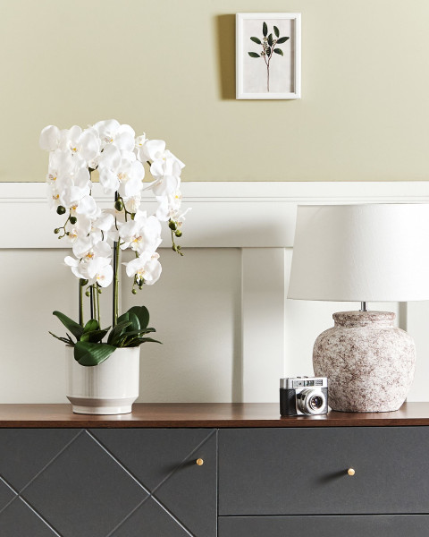 Sztuczna roślina biała orchidea w doniczce 63 cm