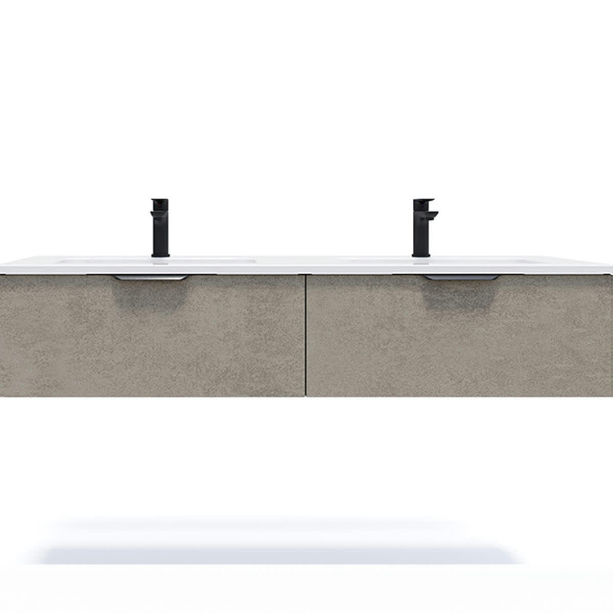 SOHO - Meuble salle de bain double vasque 140cm 2 tiroirs Béton