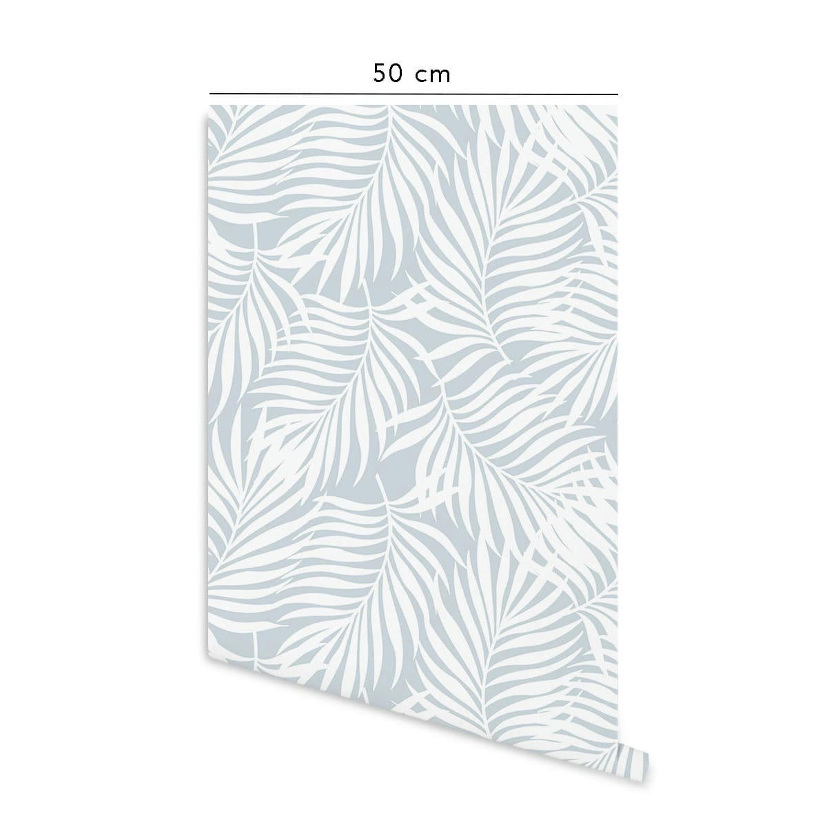 TROPICALEAVES - Papier peint vinyle adhésif tropicale poudre bleu 50x300 cm