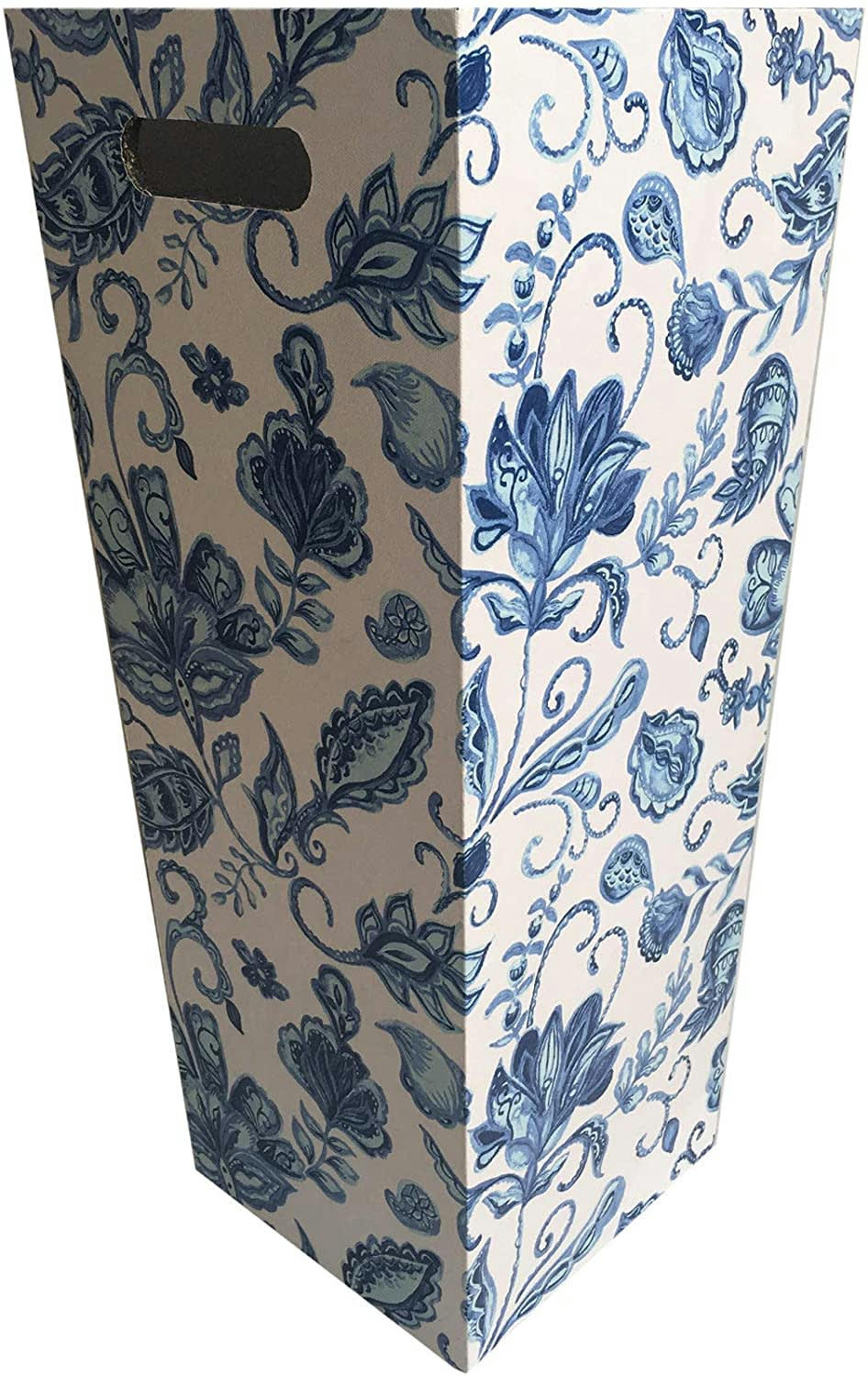 - Porte parapluie rectangulaire en toile bois florale blanc et bleu