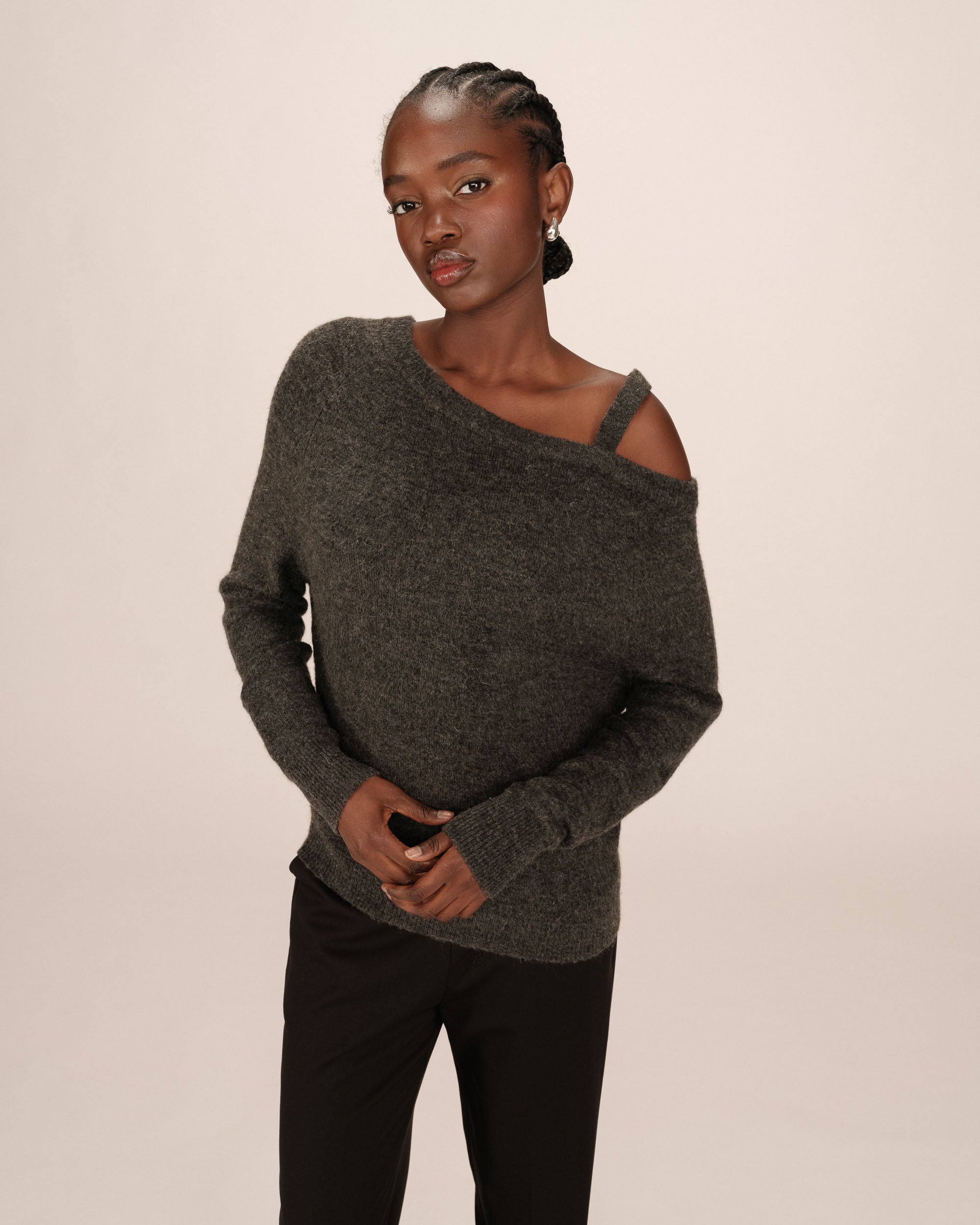 Pull asymetrique anthracite Samantha