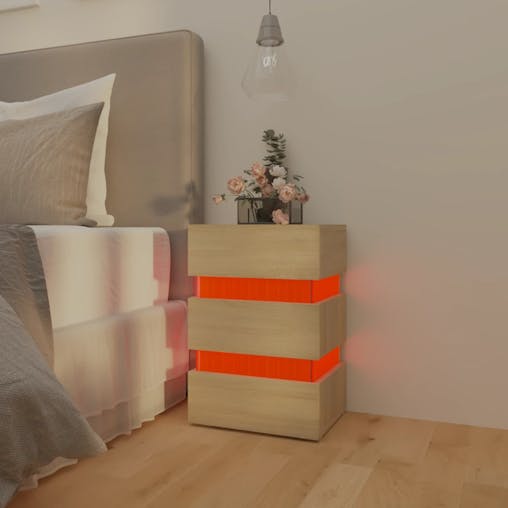 NNEVL LED Bedside Cabinet Sonoma Oak 45x35x67 cm Chipboard