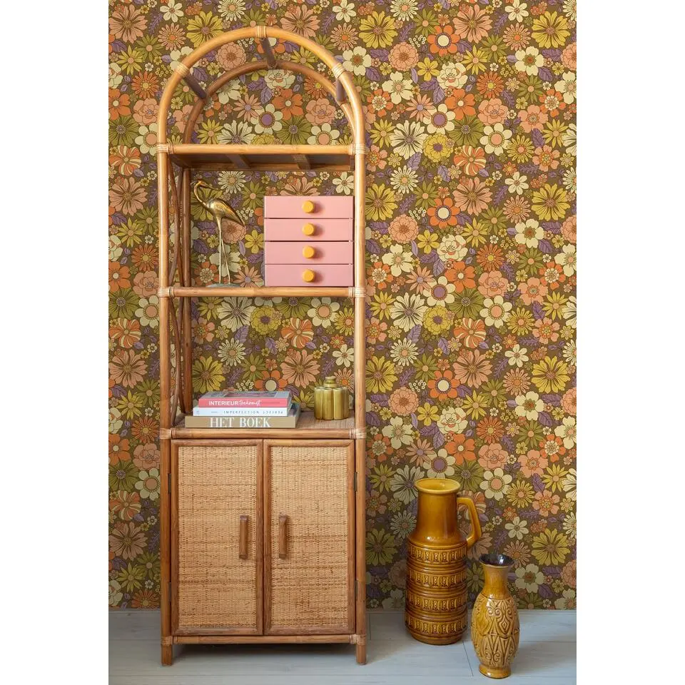 ESTAhome behang retro bloemen terracotta - 50 x 900 cm