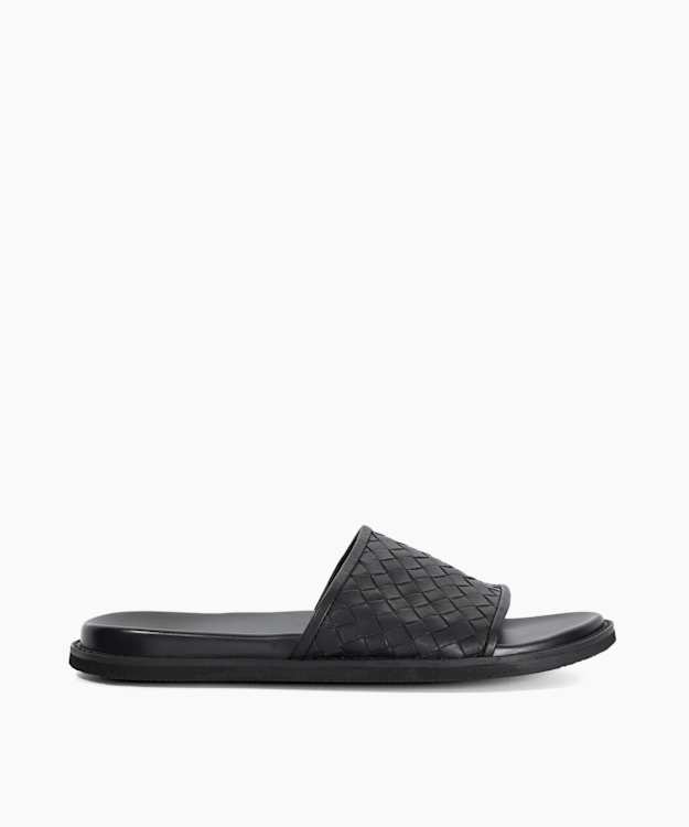 Ivar Black - Woven Leather Slider Sandal
