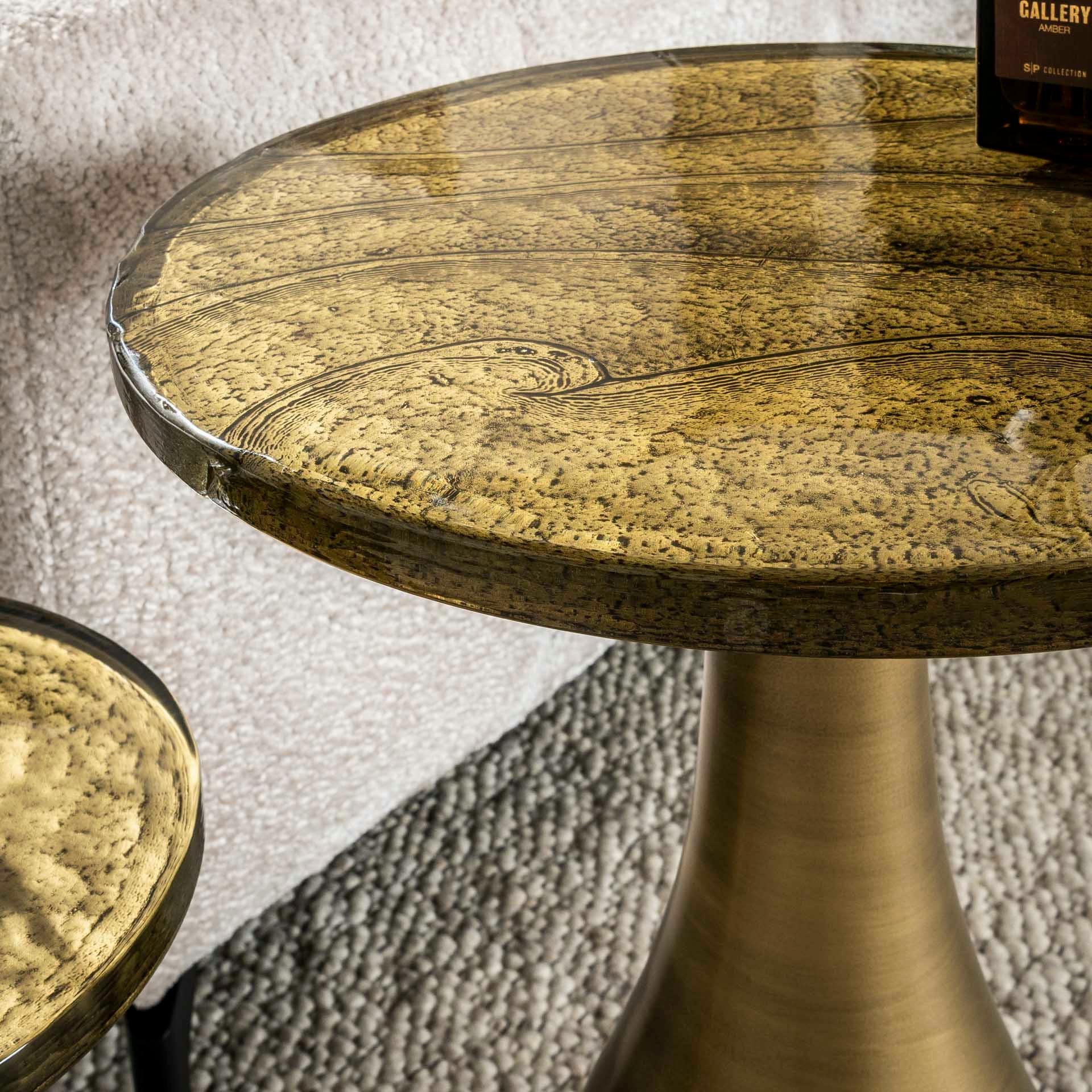 Table d’appoint en verre – antique dorée, 60 cm LAGUNA