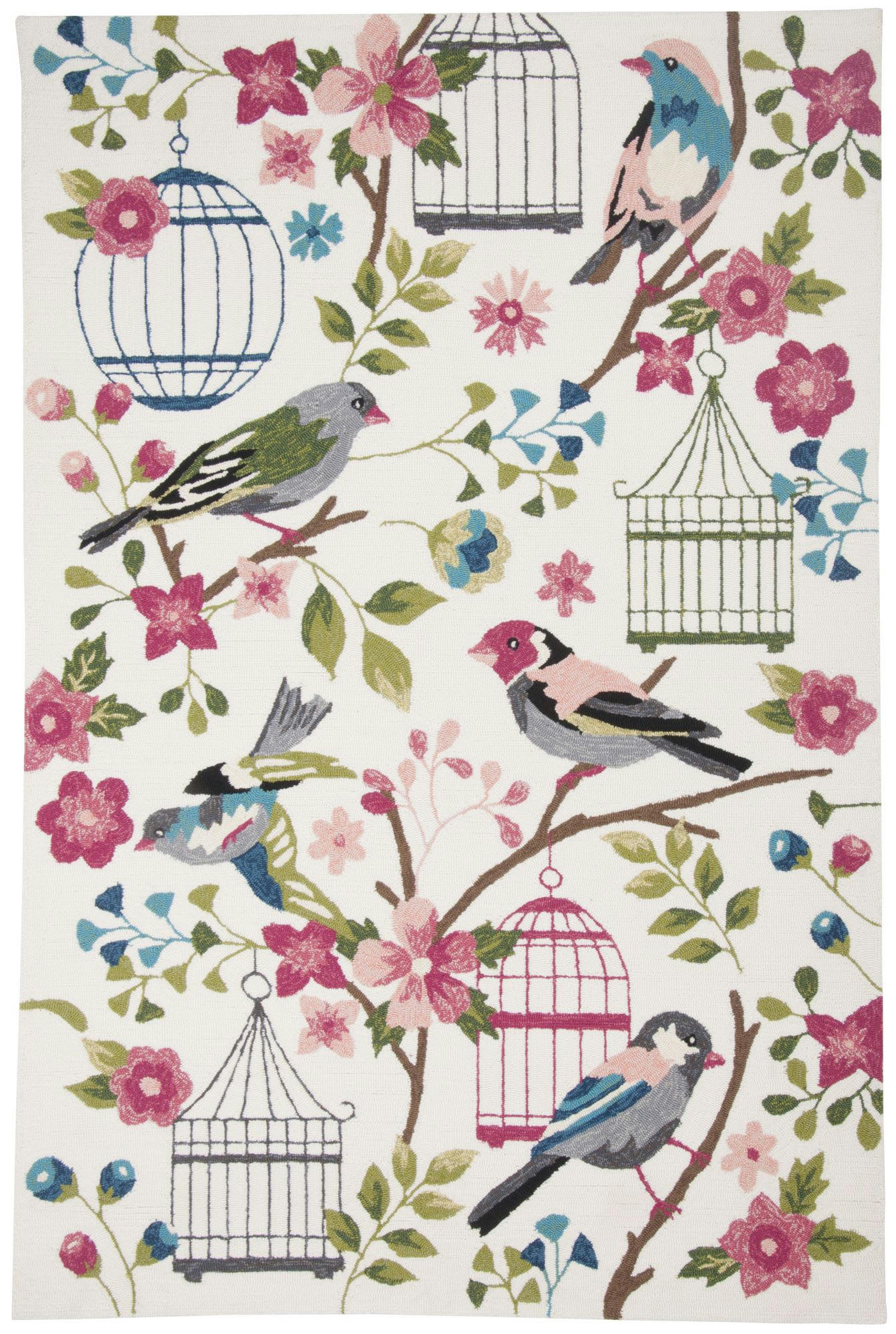 ROSETTA - Tapis d'extérieur outdoor en polyester Blanc multicolore 100x200 cm