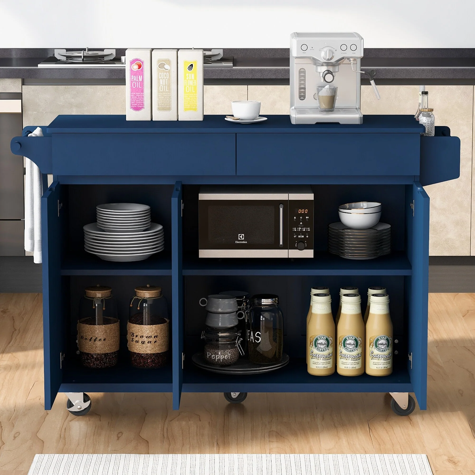 53.2'' Kitchen Island With Drop Leaf(no include stool)