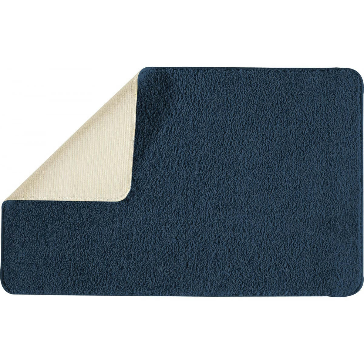 POLYNESIE - Lot de 2 tapis de bain polyester  50x80cm +  contour bleu
