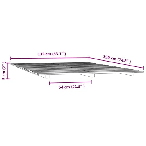 NNEVL Bed Frame 137x187 cm Double Solid Wood Pine