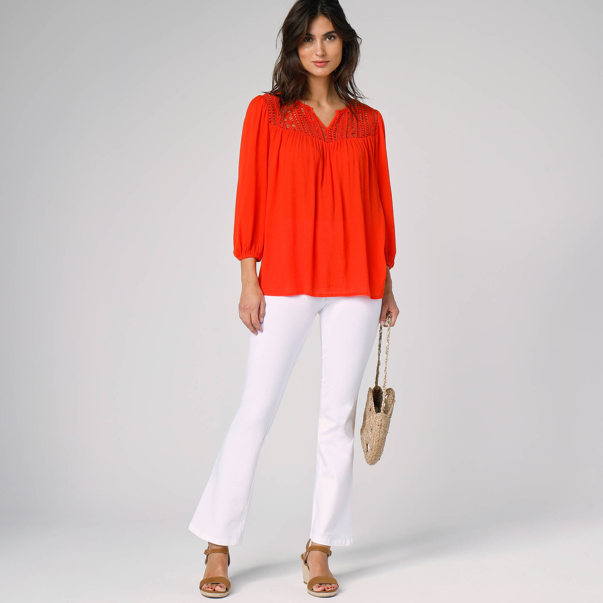 Legging bootcut uni, taille élastiquée