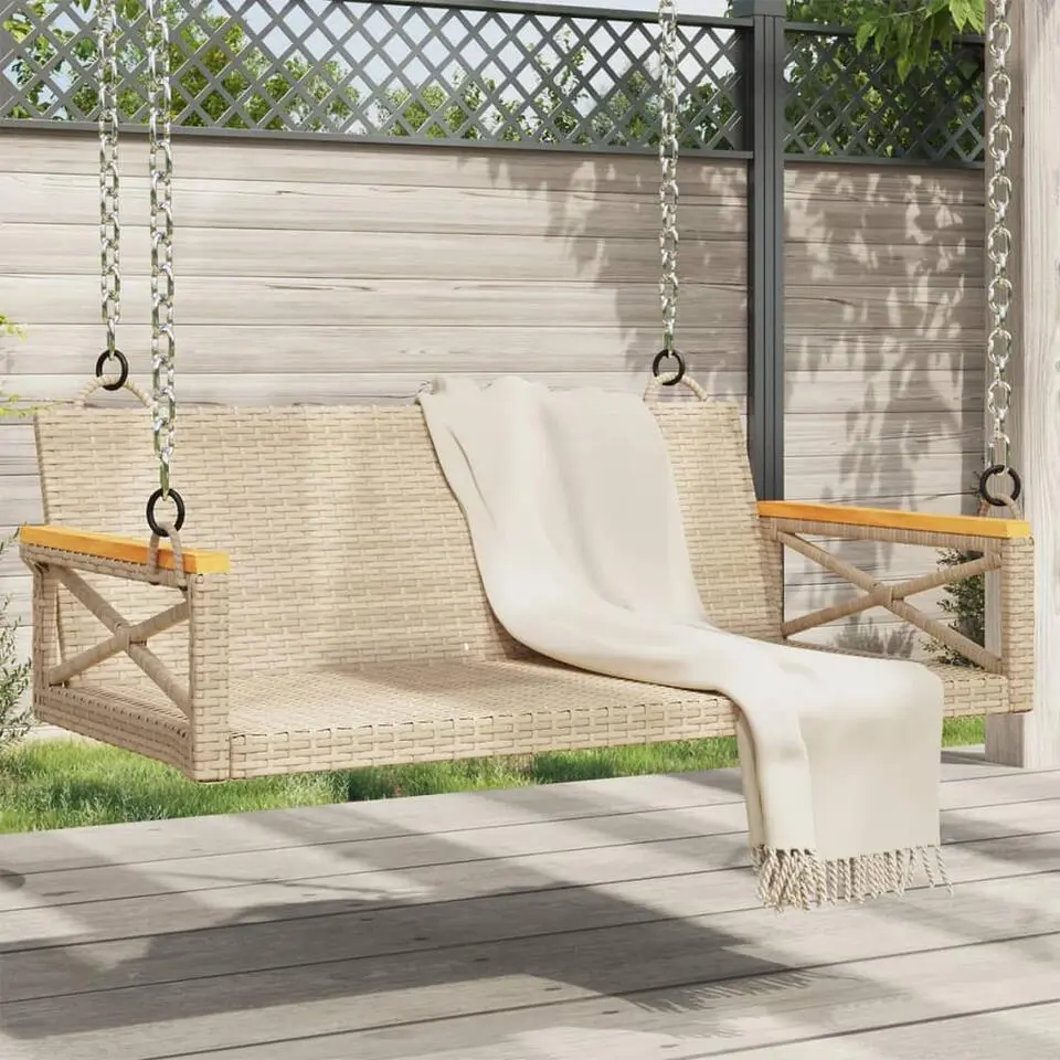vidaXL - Schommelbank - Beige - Poly rattan - 62 x 109 x 40 cm