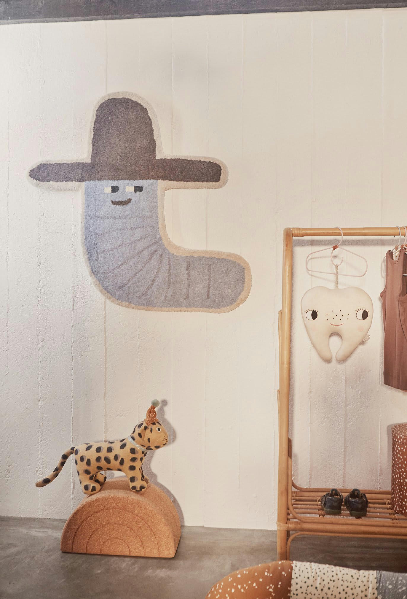 CALLE - Tapis Cowboy bleu en laine et en coton H82x85cm