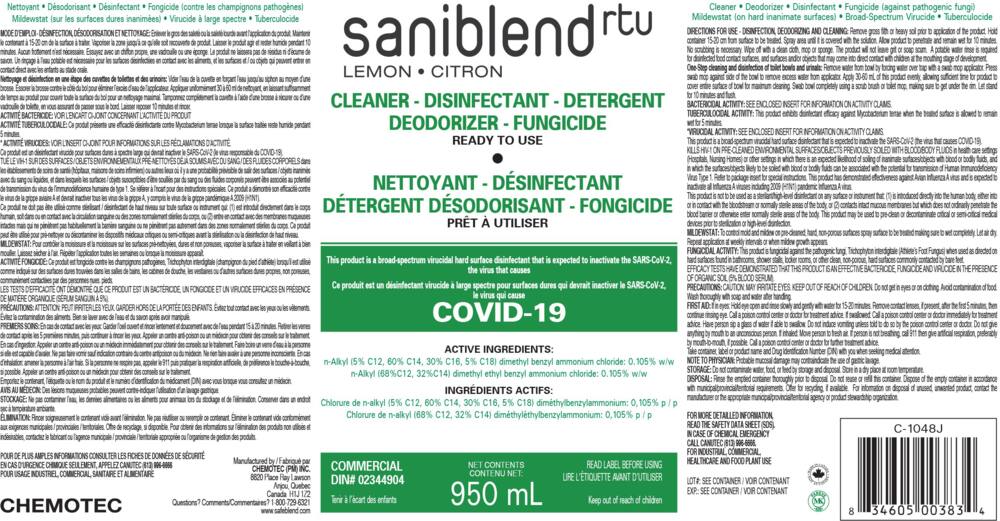 Safeblend Saniblend OXY Ready-To-Use Disinfectant Cleaner, Lemon Scent, 950-mL