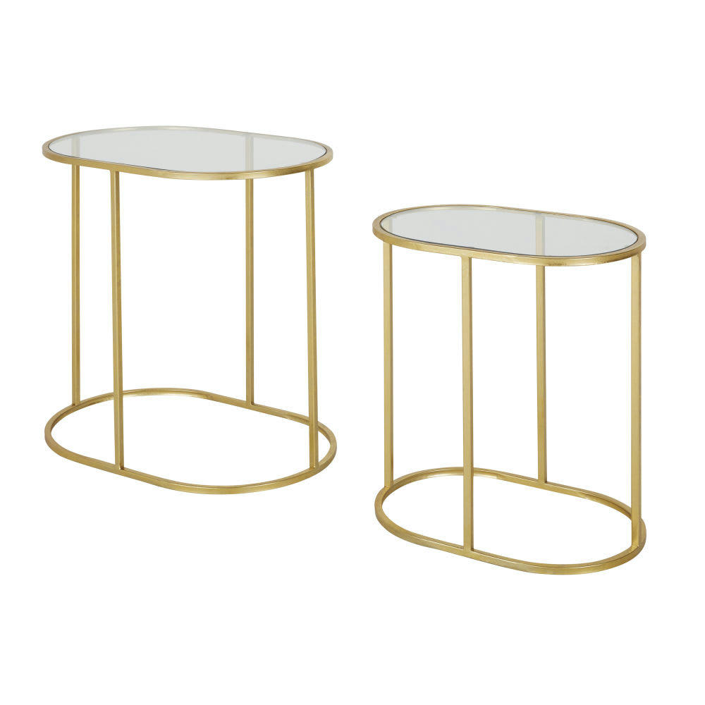 MELENA - Bouts de canapé en verre et en métal doré (x2)