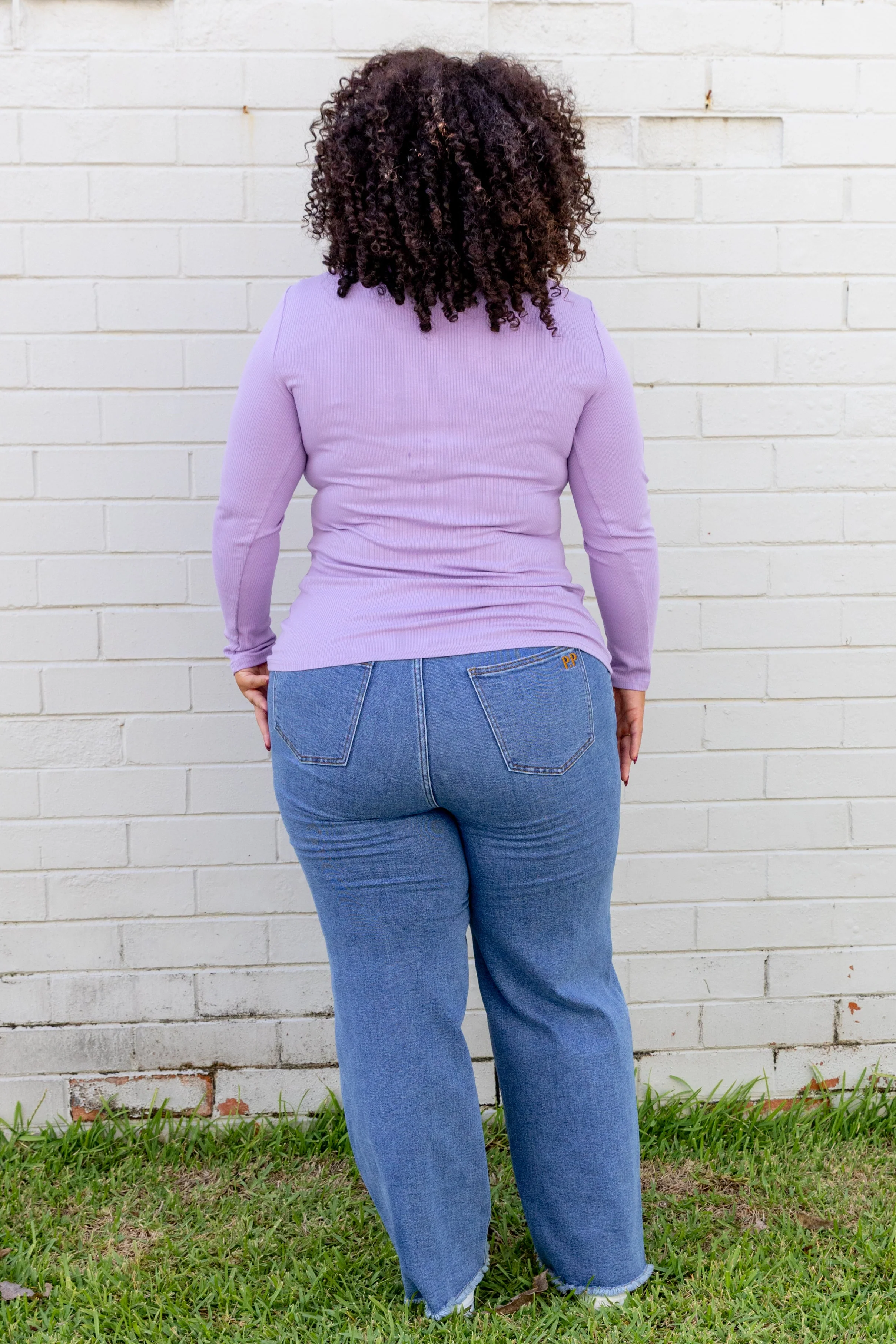 Billi Long Sleeve Rib Tee in Lavender