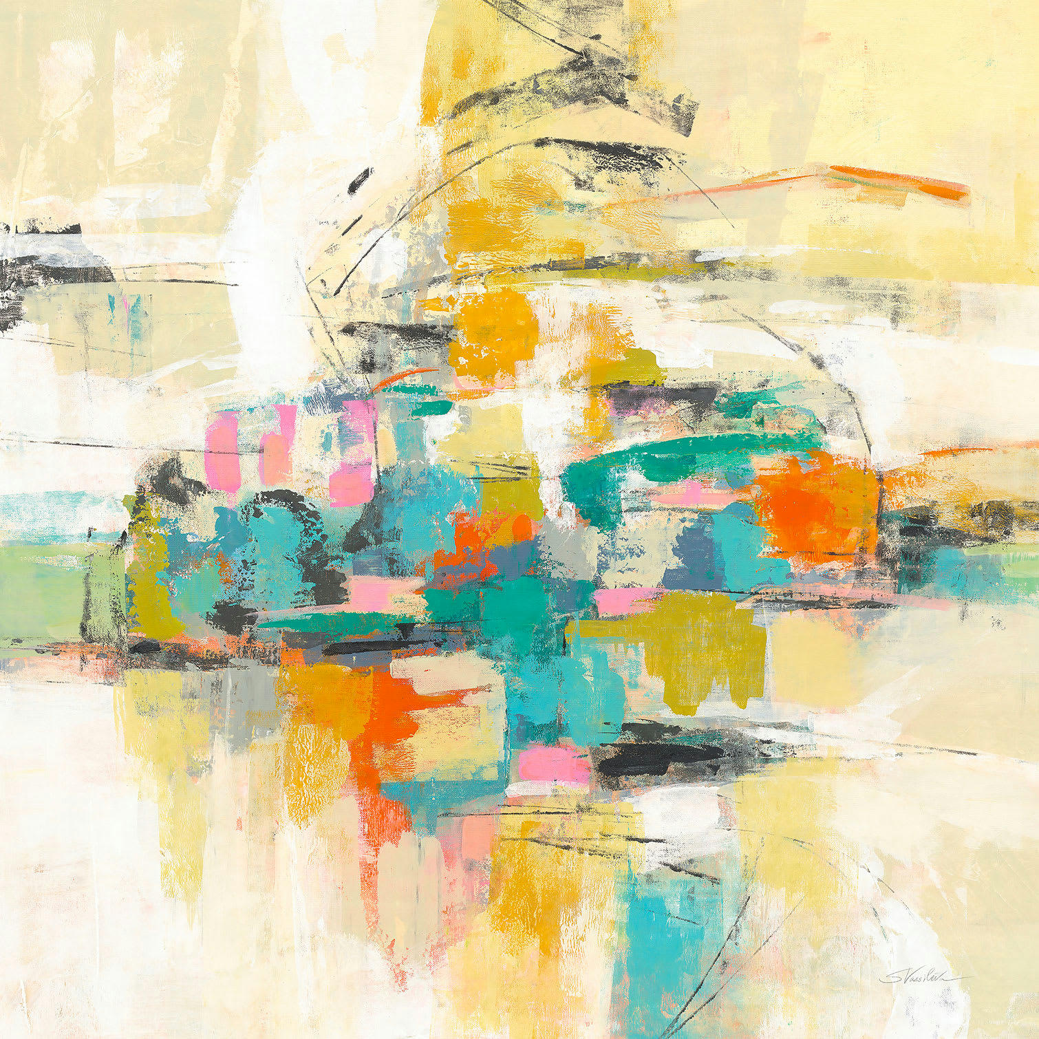 - Tableau Peintur sur soie imprimé sur toile 100x100cm