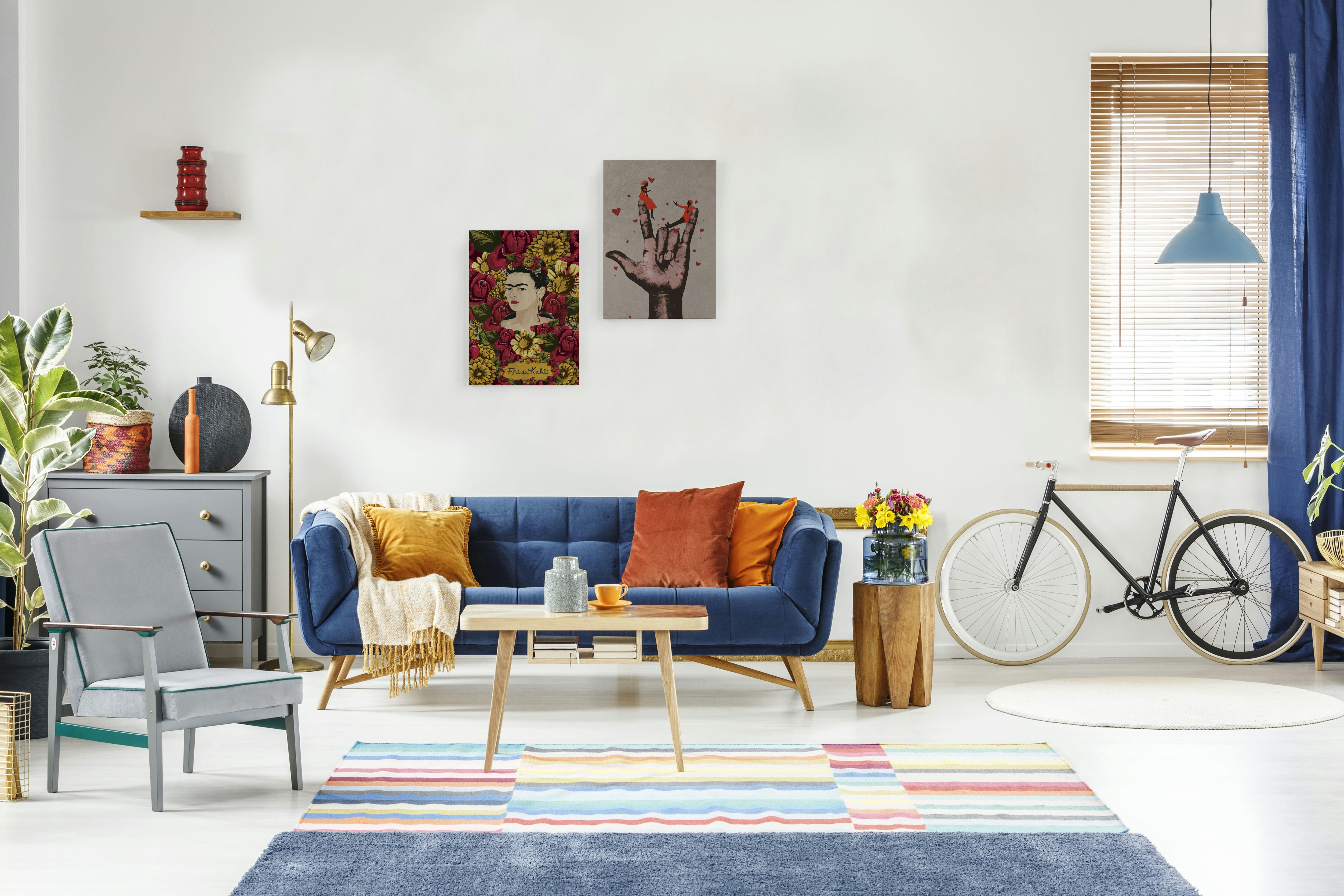 FRIDA FLOWERS - Peinture sur toile 60x40 imprimé HD fleurs Frida