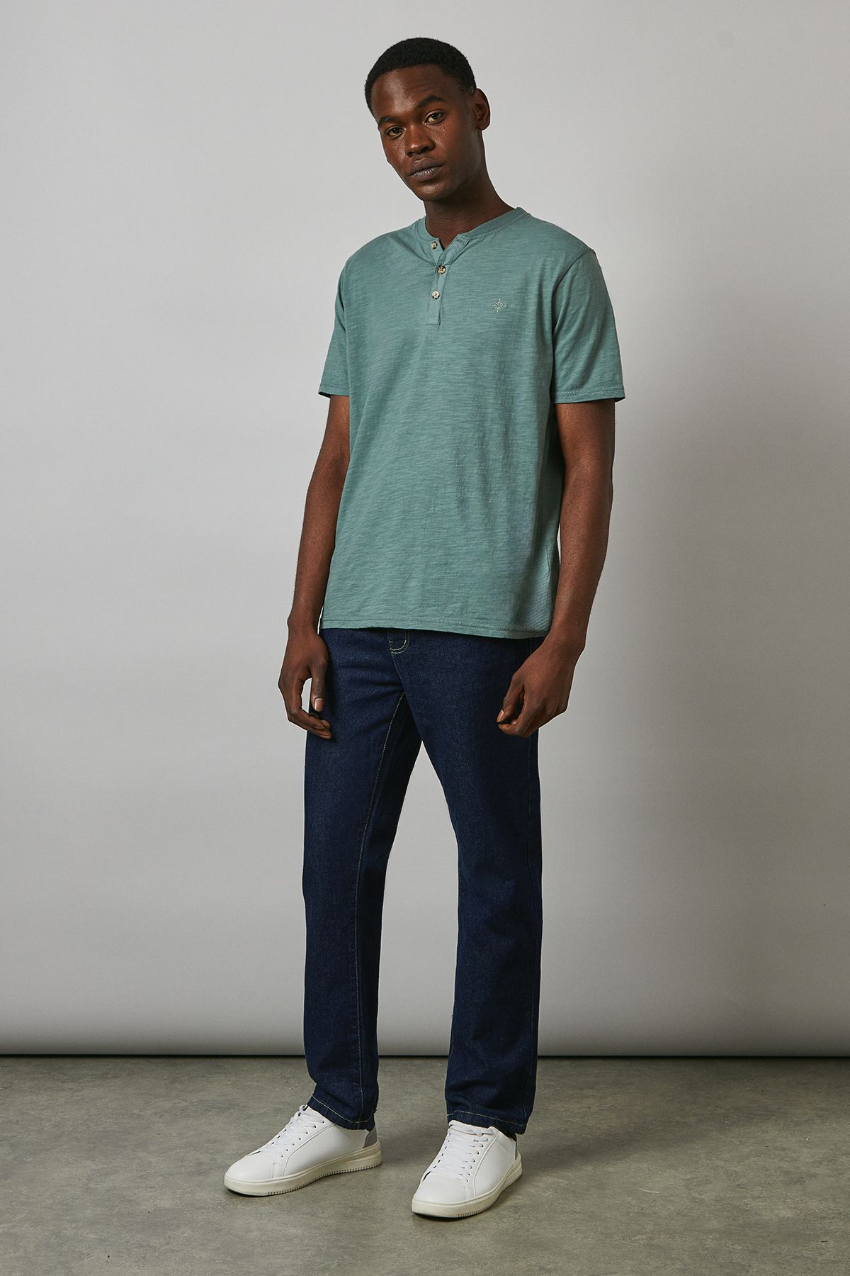 Maine Soft Green Slub Y Neck T - Shirt