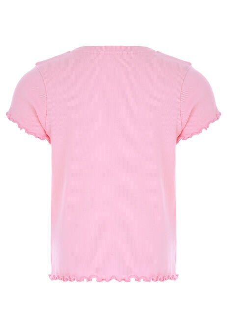 Younger Girls Pink Frill Trim Top