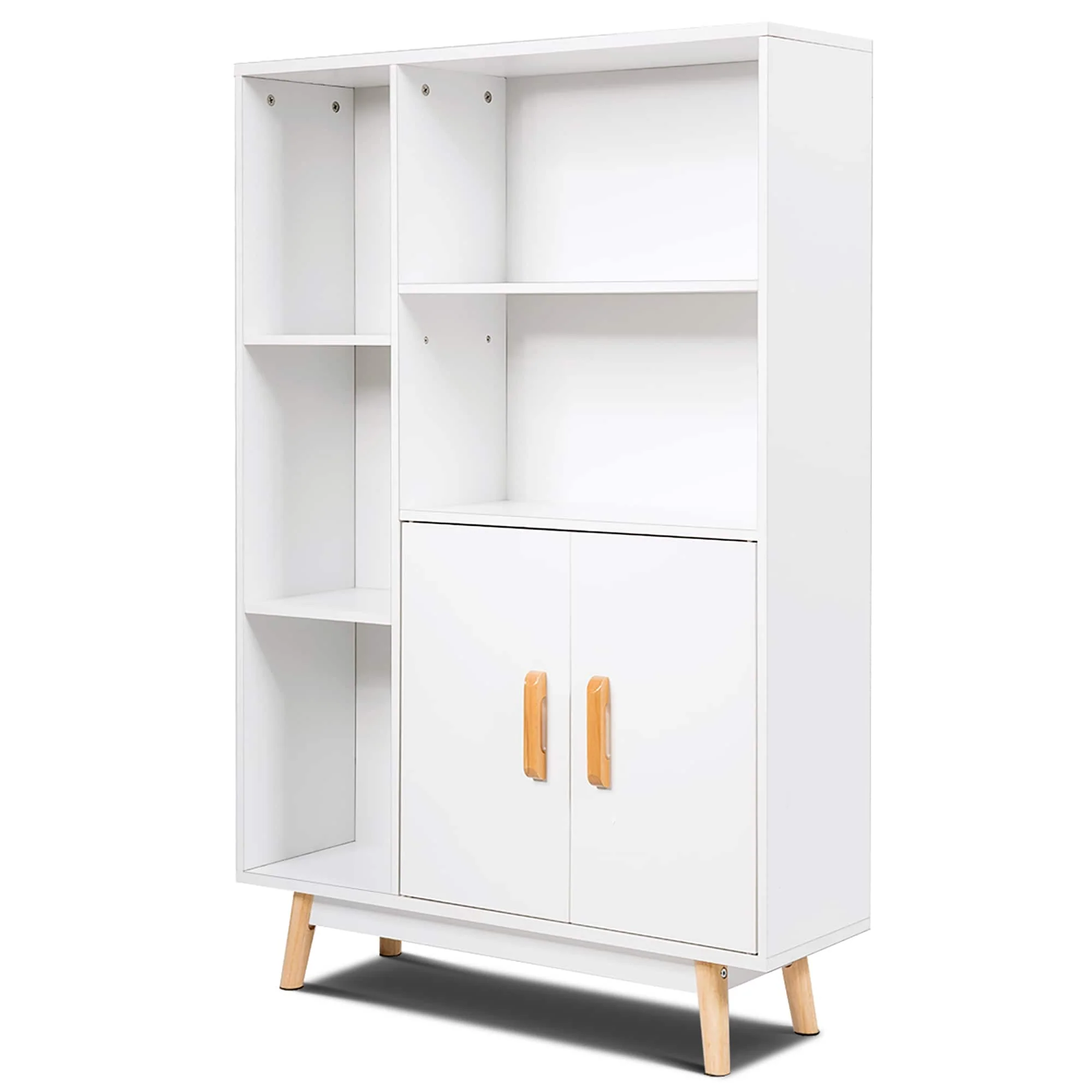 Wood Storage Cabinet Free Standing Pantry Cabinet Display Bookcase