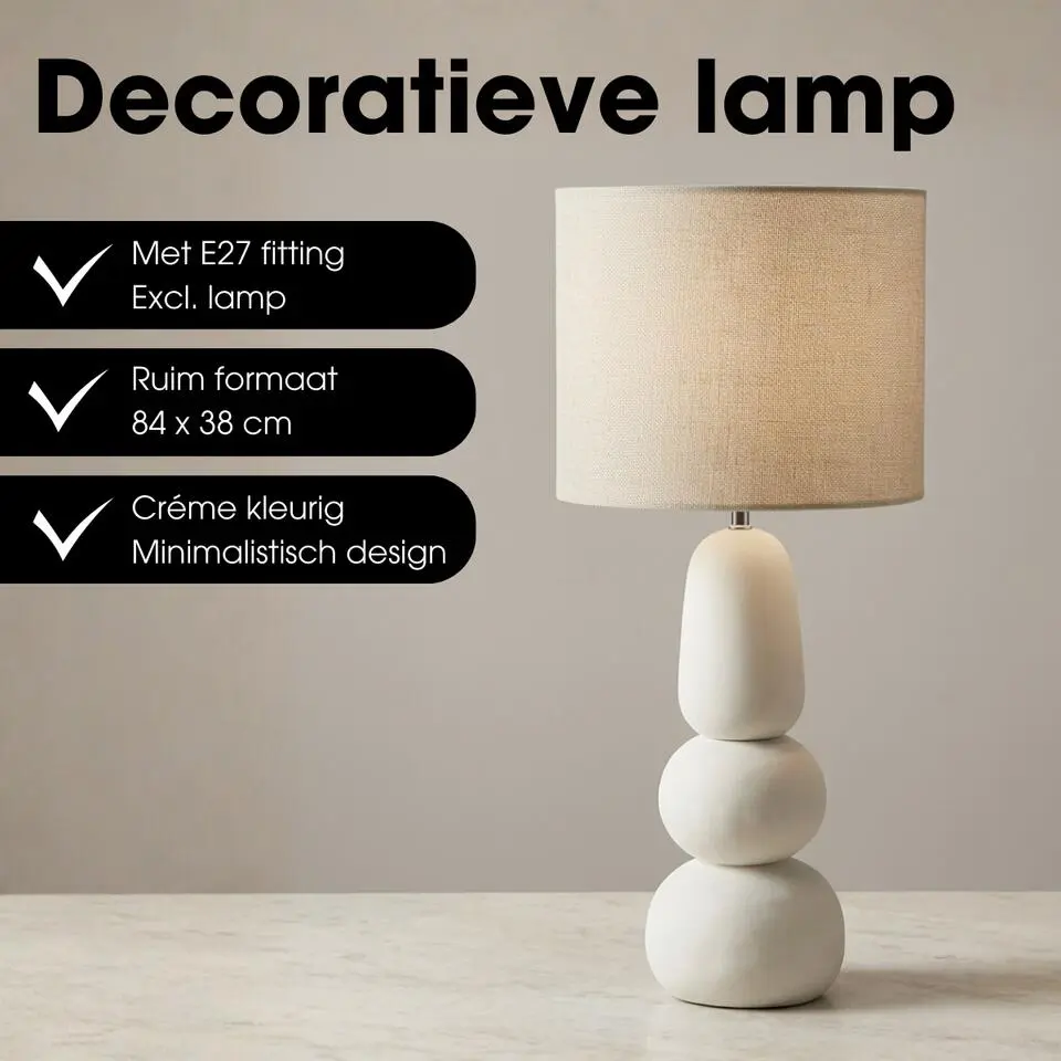 Mica Decorations Menko Tafellamp Woonkamer - Cream