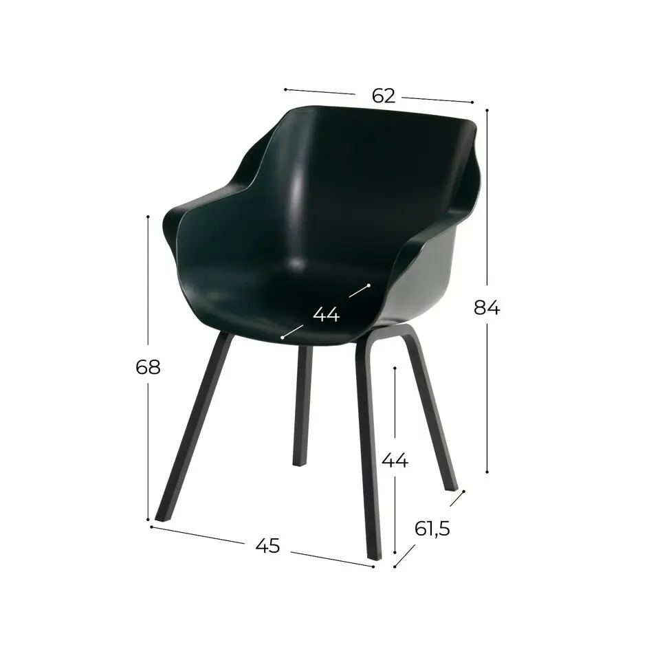 Hartman Sophie Element dining armstoel - Night Green - Alu poot