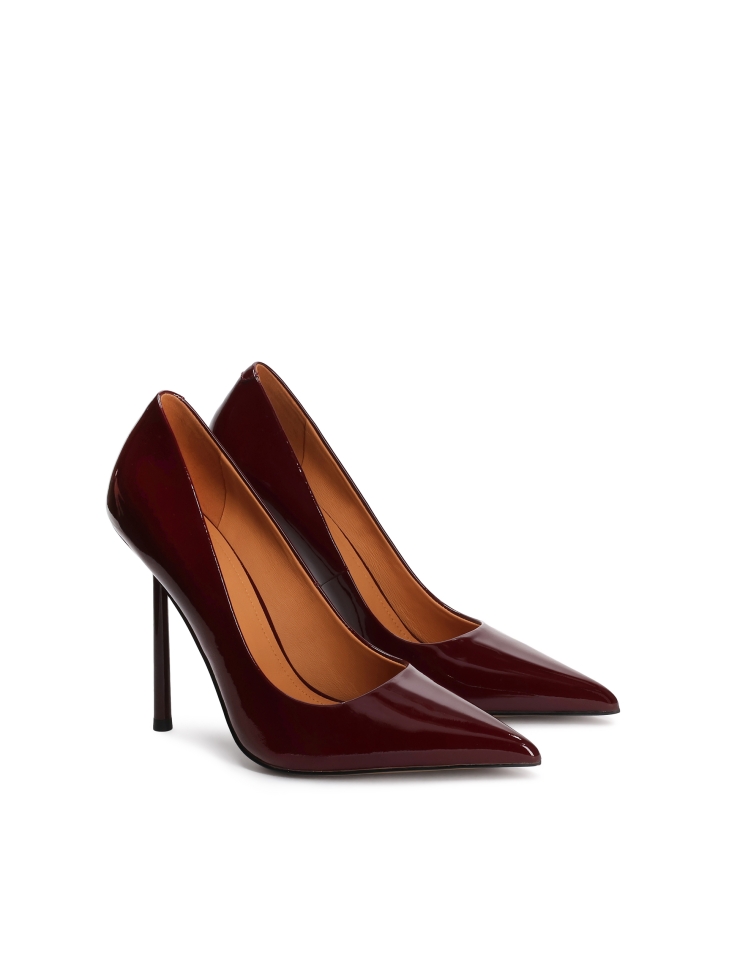 Maroon patent leather pumps