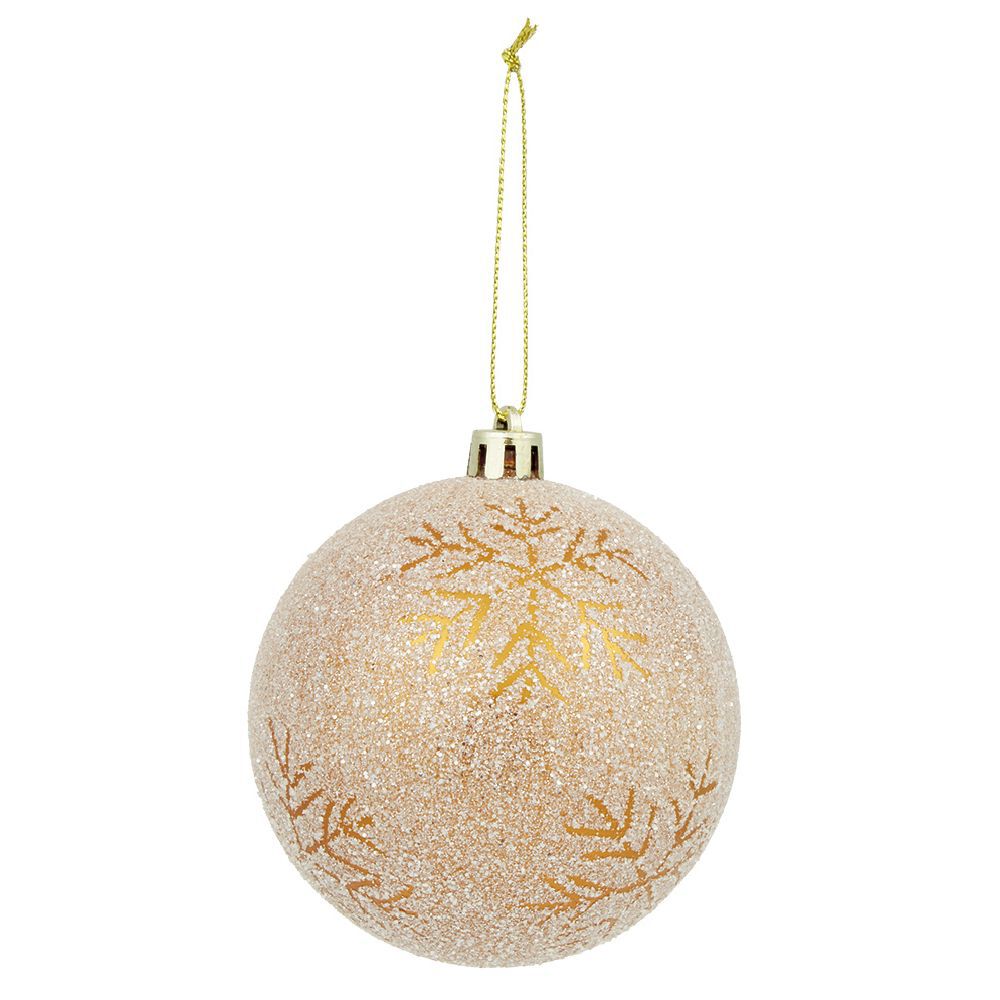 Boule de No&euml;l effet neige sur couleur cuivre Ø8 cm