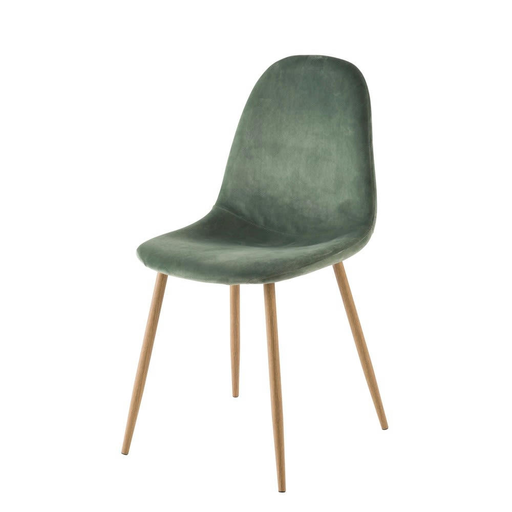 Clyde - Chaise style scandinave en velours vert
