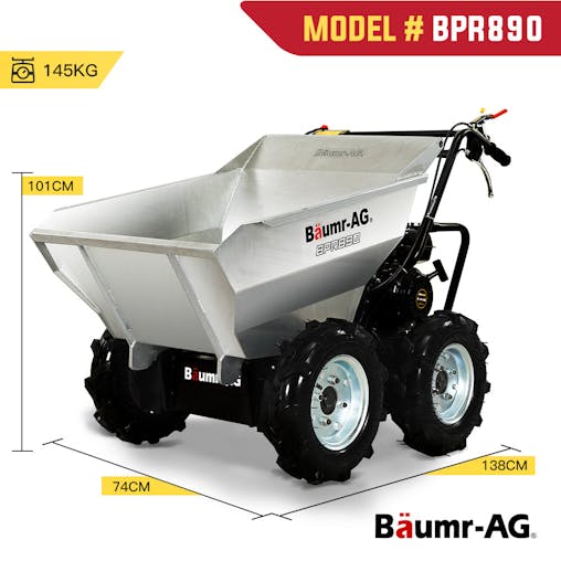 NNEMB 6.5HP Mini Dumper Power Barrow Petrol-Powered with Galvanised Bucket